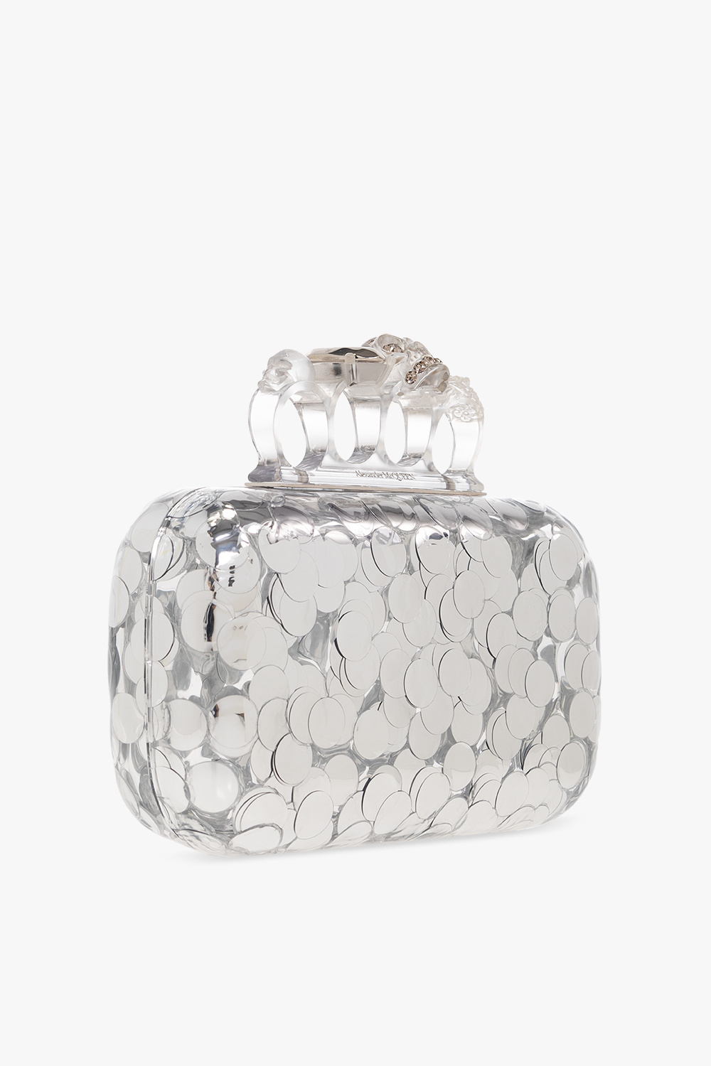 Alexander mcqueen hot sale silver clutch